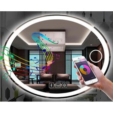 Global Led Mirror 40 x 60 cm Bluetoothlu Makyaj Aynalı Buğu Yapmayan Ledli Elips Banyo Aynası