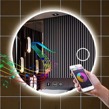Global Led Mirror 60 cm Bluetoothlu Makyaj Aynalı Buğu Yapmayan Ledli Yuvarlak Banyo Aynası