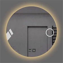 60 cm Makyaj Aynalı Dokunmatik Tuşlu Buğu Yapmayan Ledli Yuvarlak Banyo Aynası