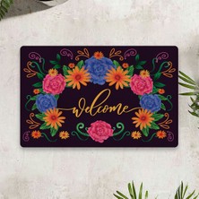 Vagonik Welcome Çiçek Dijital Baskılı 50 x 70 cm. Dekoratif Çok Amaçlı İç ve Dış Kapı Paspası