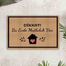 Vagonik Bu Evde Mutluluk Var Dijital Baskılı 50 x 70 cm. Dekoratif Çok Amaçlı İç ve Dış Kapı Paspası