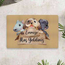 Vagonik Köpek Temalı Dijital Baskılı 50 x 70 Cm. Dekoratif Çok Amaçlı İç ve Dış Kapı Paspası