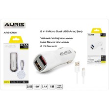 Auris ARS-CR01 3.1A Micro USB 2li Giriş Araç Şarj Başlığı Çakmaklık