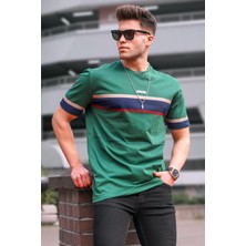 Madmext Erkek Yeşil Slim Fit Tişört Kısa Kol %100 Pamuklu Rahat Tasarım