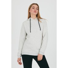 Polo State Kadın Kapüşonlu 3 Iplik Sweatshirt  Gri Melanj