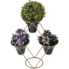 Full Reyon Palmira 3 Saksılı Lüks Metal Çiçek Standı Saksılar Dahil - Bgs