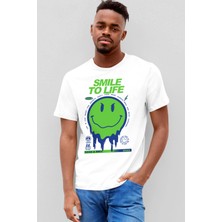 Rock&Roll Hayata Gülümse Beyaz Kısa Kollu Erkek T-Shirt