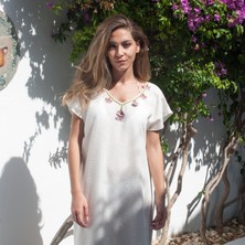 Anasanya Beyaz Yaz Elbisesi