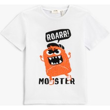 Koton Erkek Çocuk Canavar Baskılı Kısa Kollu Tişört Pamuklu