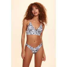 No Gossip Crush Sırtı Çapraz Üçgen Bikini Tek Üst Ebruli Desenli 229100