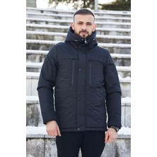 Freemen Erkek Kapüşonlu,  Polar Astarlı, Kışlık Mont & Kaban & Parka