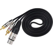 Rca Erkek Xlr 3-Pin Dişi Hoparlör Kablosu Splitter Konnektör Adaptörü 1m