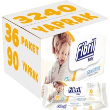 Fibril Islak Havlu Mendil 90 Yaprak Baby Sensitive Plastik Kapaklı (36 Lı Set) 3240 Yaprak