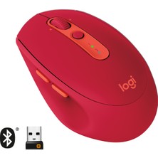 Logitech M590 Çok-Aygıtlı Sessiz Bluetooth Mouse - Kırmızı
