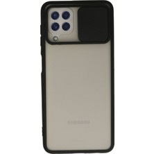 Zipax Samsung Galaxy M32 Kılıf Palm Buzlu Kamera Sürgülü Silikon - Siyah
