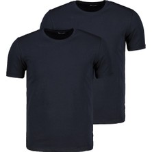 Dewberry T8569 İkili Set Bisiklet Yaka Erkek T-Shirt-Koyu Lacivert - Koyu Lacivert