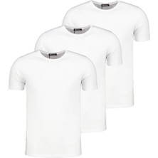 Dewberry T8569 Üçlü Set Bisiklet Yaka Erkek T-Shirt-Kar Beyaz- Kar Beyaz- Kar Beyaz