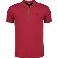 Dewberry T8571 Fermuarlı Erkek T-Shirt-Koyu Bordo