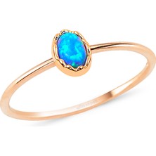 Altın Sepeti Rose Altın Oval Opal Yüzük