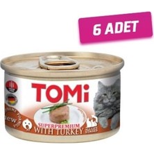 Tomi 6 Adet - Tomi Kıyılmış Hindili Tahılsız Kedi Konservesi 85 gr