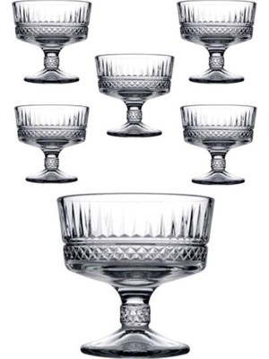 Paşabahçe 51749 6'lı Düz Elysia Ayaklı Dondurmalık Kase Cam Desenli 250 ml Şık Sunum
