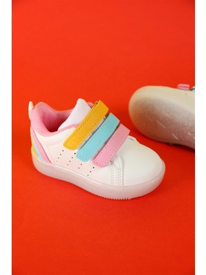Vicco Sun Işıklı Kız Çocuk Beyaz Pembe Sneaker