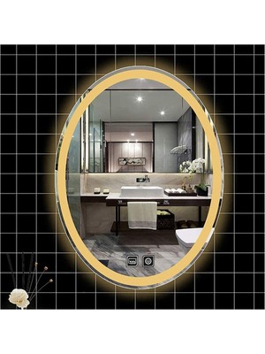 80 x 100 cm Dokunmatik Tuşlu Buğu Çözücü Ledli Elips Banyo Aynası