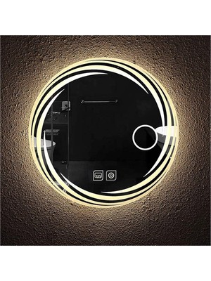 Global Led Mirror 45 cm Makyaj Aynalı Dokunmatik Tuşlu Buğu Yapmayan Ledli Yuvarlak Banyo Aynası