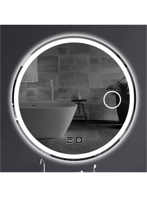 Global Led Mirror 45 cm Makyaj Aynalı Dokunmatik Tuşlu Buğu Yapmayan Ledli Yuvarlak Banyo Aynası