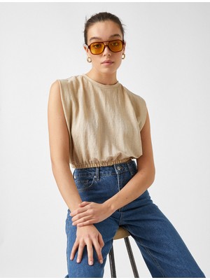 Koton Beli Lastikli Crop Tişört