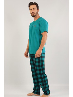 Gazzaz Erkek Turkuaz Kısa Kollu Pijama Takımı