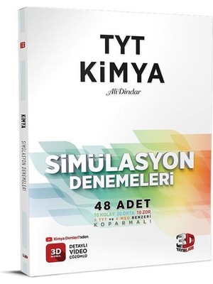 3D Yayınları TYT Simülasyon Kimya Denemeleri 48 Adet Üniversite Sınavı Hazırlığı için