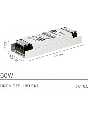 Ucuz Geldi Ultra Slim 5 Amper Sessiz Şerit LED Trafosu Alüminyum Kasa 12V LED Trafo Adaptör