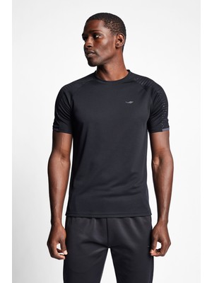Lescon Siyah Erkek Koşu Kısa Kollu T-Shirt 22B-1013