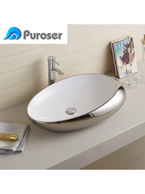 Puroser Arte Silver Tezgah Üstü Çanak Lavabo