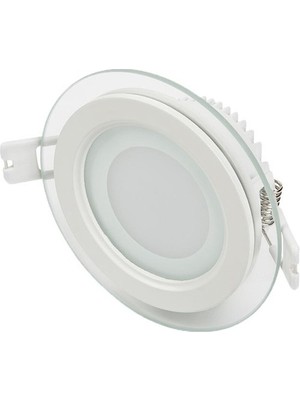 Lamptıme 12 W Camlı LED Panel Armatür Yuvarlak Beyaz Gövde Beyaz Işık