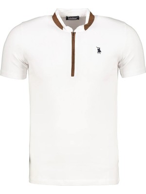 Dewberry T8571 Fermuarlı Erkek T-Shirt-Kar Beyaz