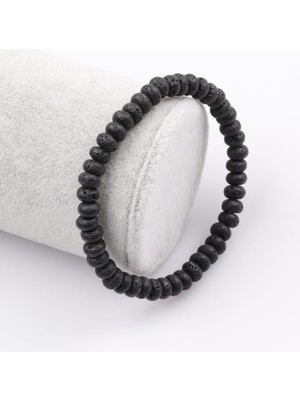 Alibaba Doğaltaş Lav Doğal Taş Bileklik 4 x 6 mm Rondel Kesim