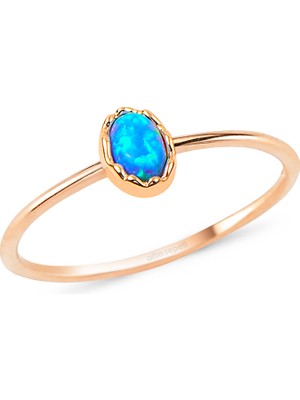 Altın Sepeti Rose Altın Oval Opal Yüzük