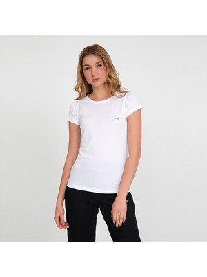 Slazenger RELAX IN Kadın Slim Fit Tişört Beyaz