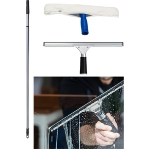 Oliva Nero Metal Cam Çekpas Çek Çek 45 Cm+Mikrofiber Peluş+Teleskobik Uzatmalı Sap 3 mt Cam Temizlik Seti 45 cm Cam Temizleyici Set