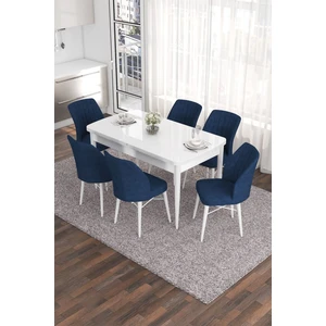 Concept Eva Serisi 80 x 132 cm  Açılabilir Mdf Mutfak Masa Takımı Beyaz Masa ve 6 Sandalye