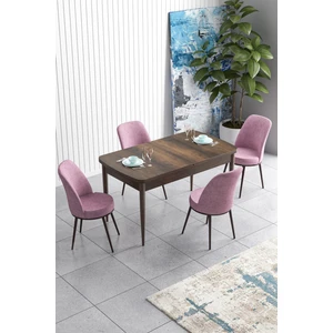 Concept Han Serisi 70 x 114 cm Açılabilir Mdf Mutfak Masa Takımı Barok Ahşap Desen Masa ve 4 Sandalye