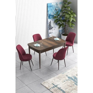 Concept Han Serisi 70 x 114 cm Açılabilir Mdf Mutfak Masa Takımı Barok Ahşap Desen Masa ve 4 Sandalye