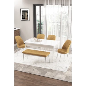 Concept Zen Serisi Bench'li 80 x 132 cm Açılabilir Mdf Mutfak Masası Takımı Beyaz Masa