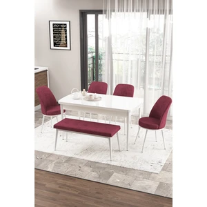 Concept Zen Serisi Bench'li 80 x 132 cm Açılabilir Mdf Mutfak Masası Takımı Beyaz Masa