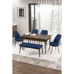 Concept Zen Serisi Bench'li Mdf Açılabilir 80 x 132 cm 1.sınıf Mutfak Masası Takımı - Barok Ahşap Desen