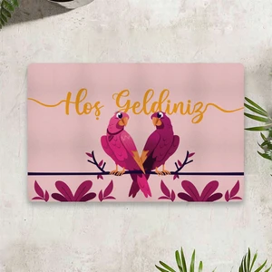 Kuş Temalı Dijital Baskılı 50 x 70 cm Dekoratif Çok Amaçlı Iç ve Dış Kapı Paspası