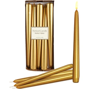 Horizon Candle Yılbaşı 10'lu Varaklı Konik Şamdan Mum