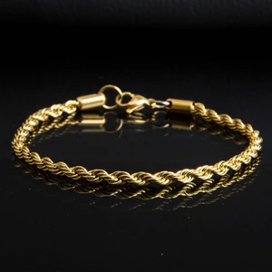 Gülüş Gümüş Çelik Burgu Halat Bileklik Sarı